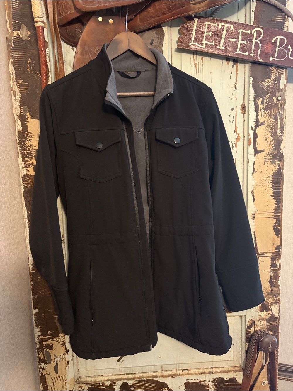 Women’s Black Softshell Zip-Up Jacket